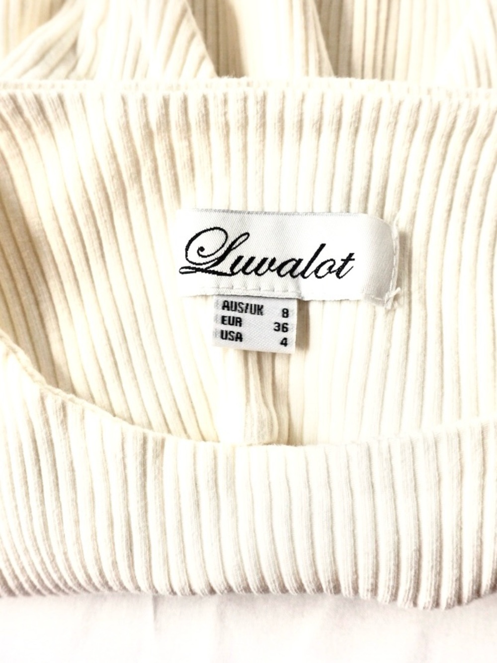 Luvalot Ivory Ribbed Crop Tank Top - Picture 3 of 3